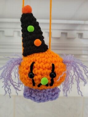 Halloween Clown Hangar Dangler Vintage Look Decoration Ornament Orange Black